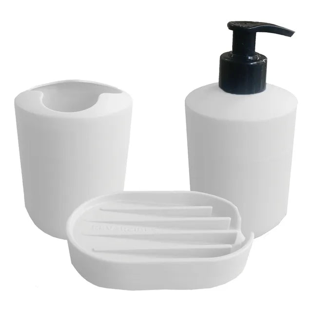 Set De Baño Dispenser Jabonera Porta Cepillo Kit Tres Piezas - 28731.85